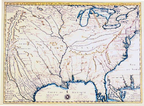 Colonial America 1718 - Historic Map With Explorer Routes – 1850 House 