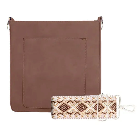 Ashley Suede Crossbody Bag - Chocolate