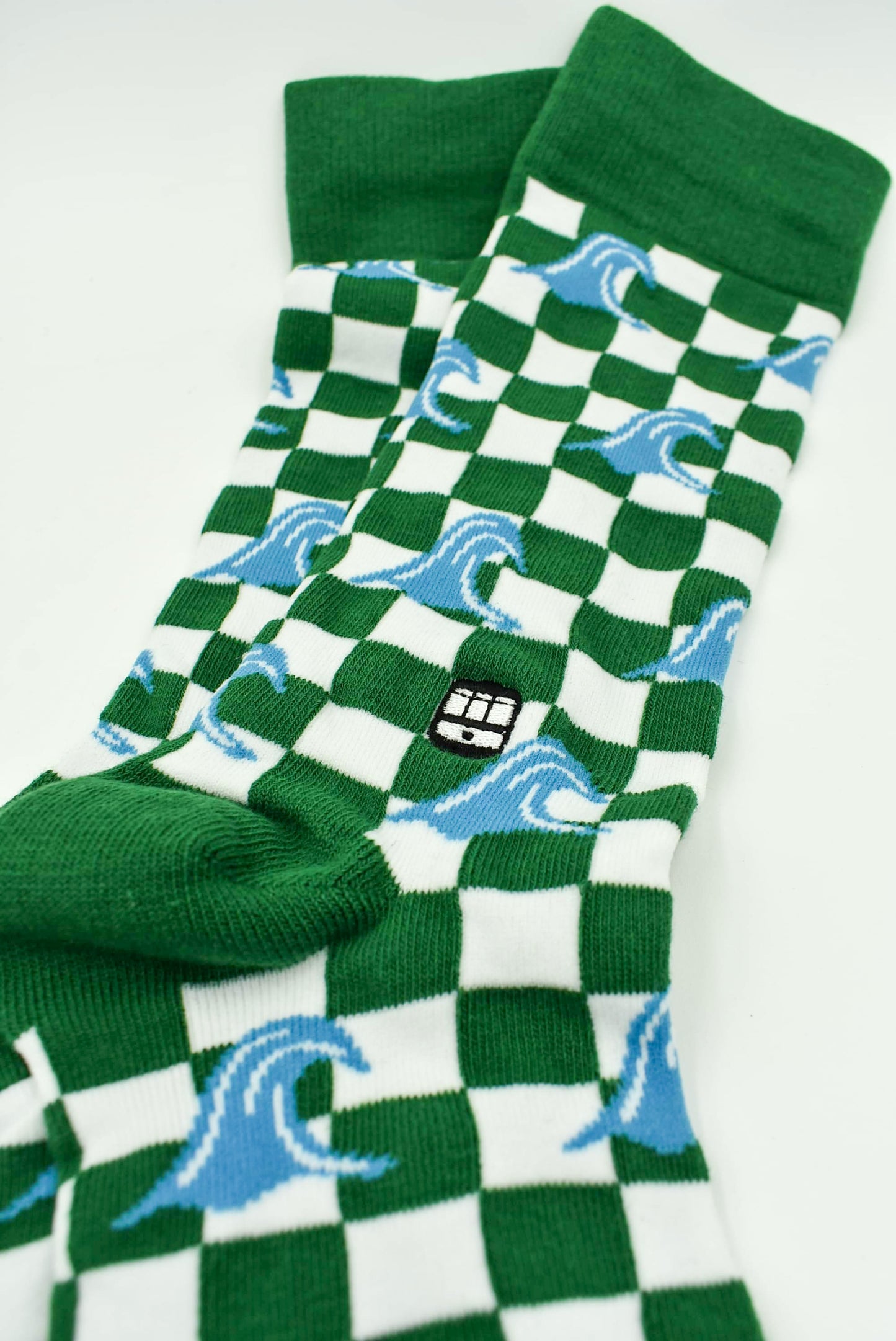 Tulane University Green Checker Wave Socks Made In New Orleans 