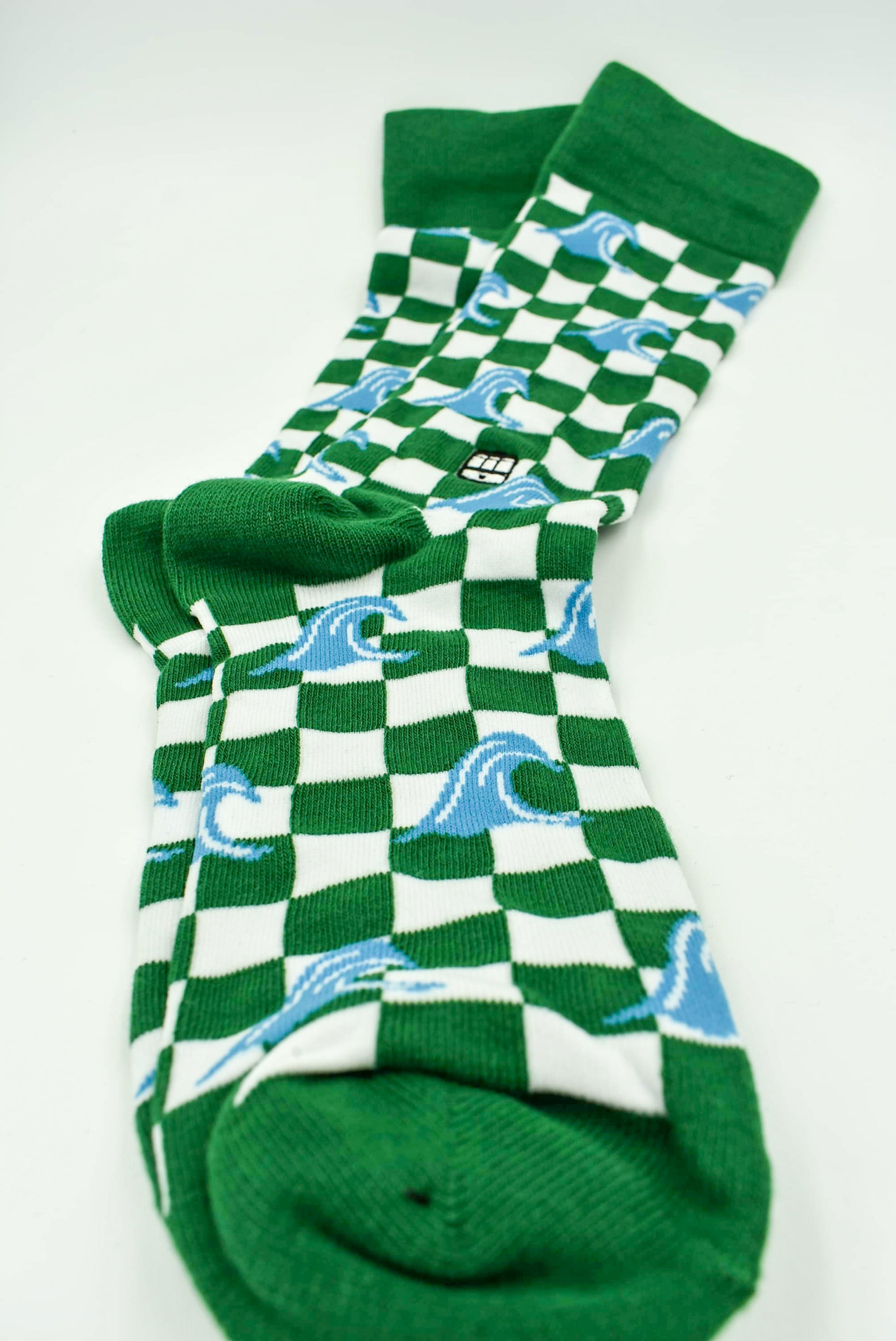 Tulane University Green Checker Wave Socks Made In New Orleans 