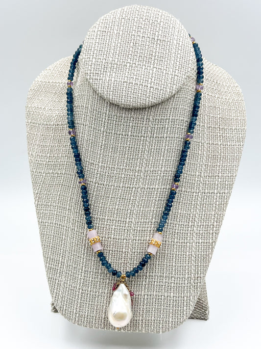 Iolite Baroque Pearl Necklace