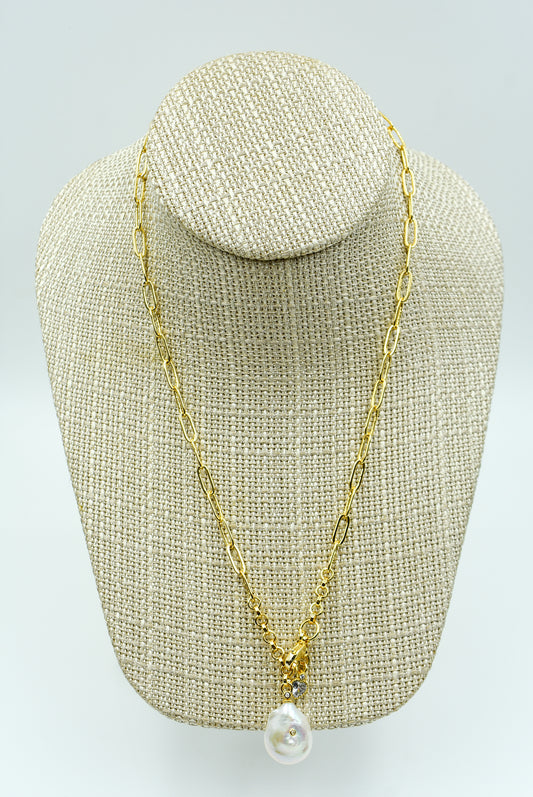 Pearl Paperclip Necklace