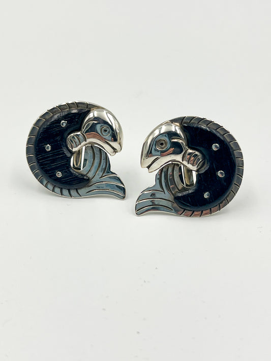 Sterling Silver and Ebony Fish Clip Earrings are made with durable black/brown hardwood. Silver and Ebony colors make them stand out. All items made after 1979 under Sucesores de William Spratling are marked with TS-24 Mexican registry mark and vintage Spratling hallmark.