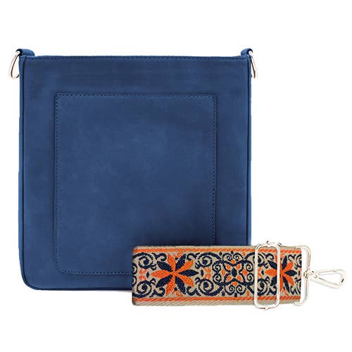 May Suede Crossbody Bag - Navy