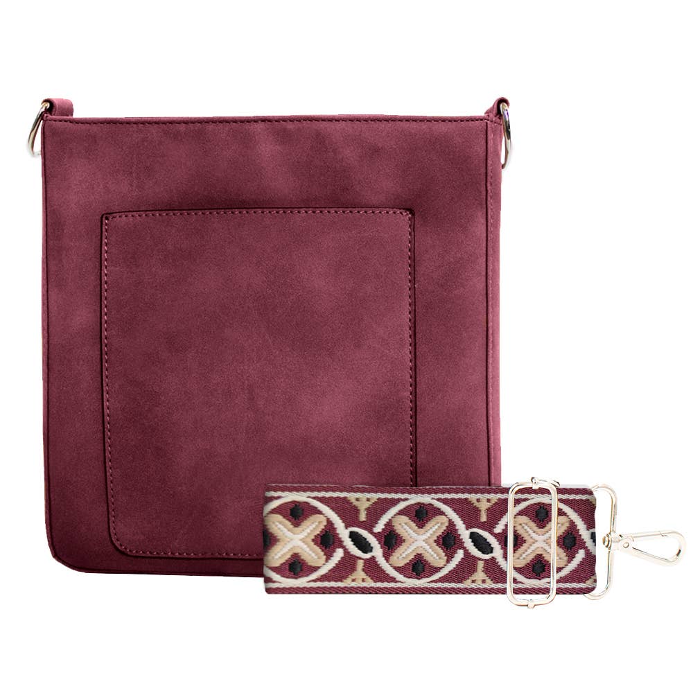 Ashley Suede Crossbody Bag - Crimson