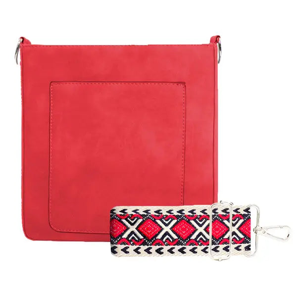 Ashley Suede Crossbody Bag - Fire Red