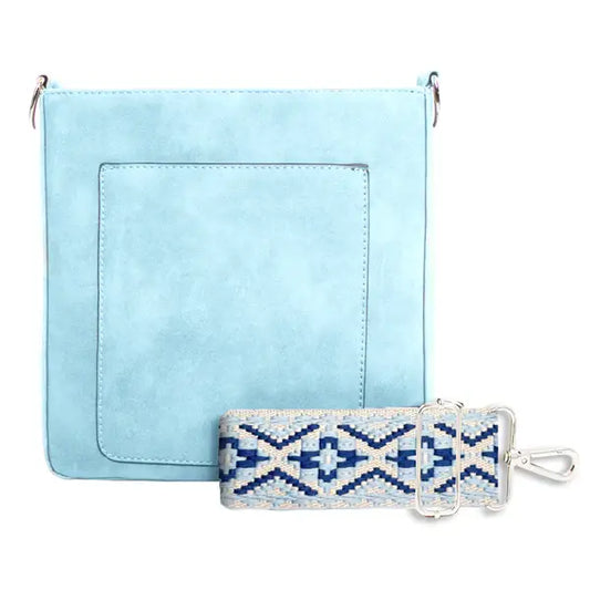 Ashley Suede Crossbody Bag - Sky Blue