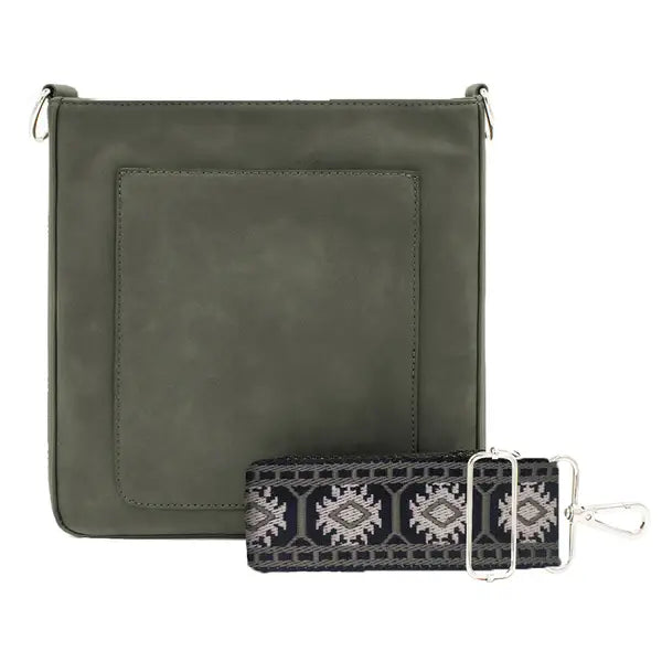 Ashley Suede Crossbody Bag - Army Green